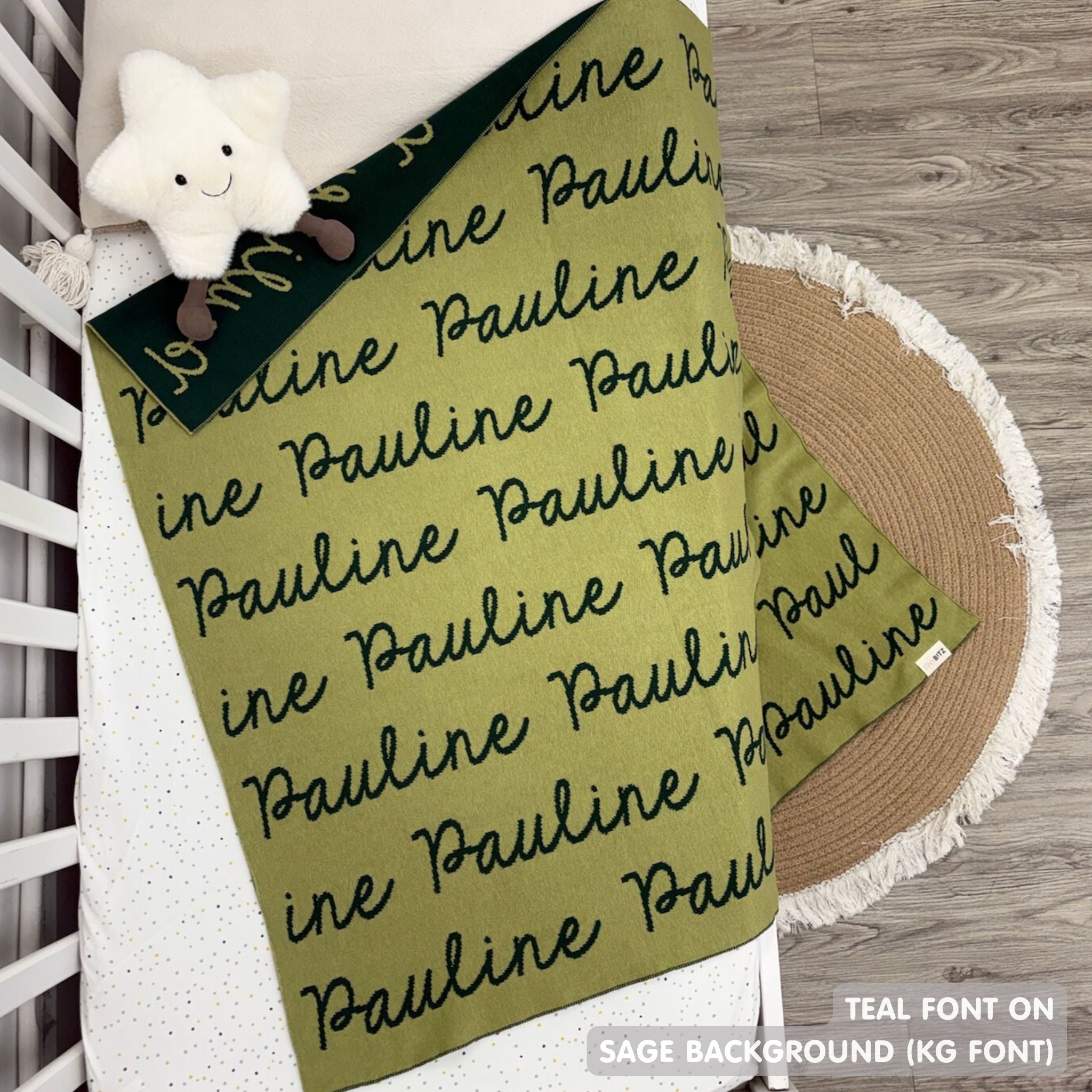 Personalized Blanket for Babies (Sage Background)