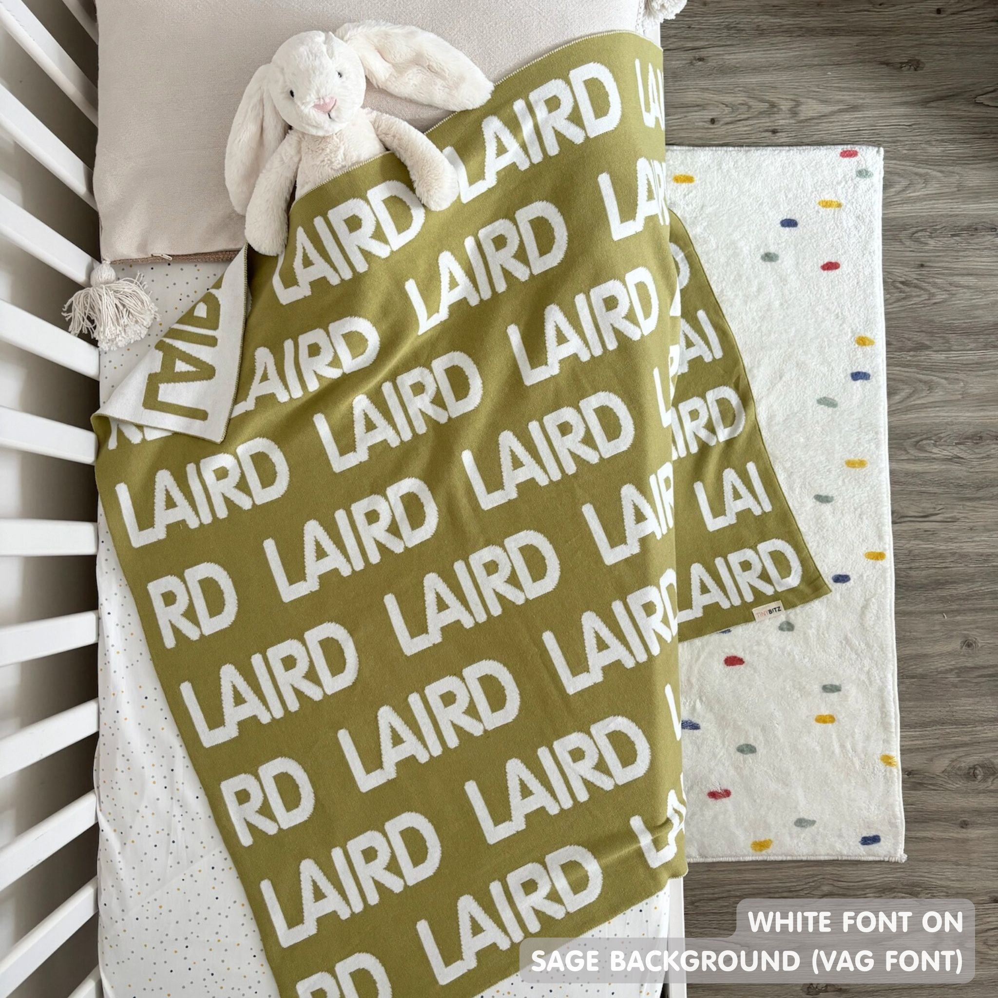 Personalized Blanket for Babies (Sage Background)