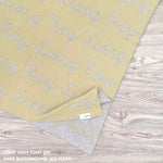 Knitted Children blanket in sage and light grey, customised with kid's name, made by TinyBitz.
