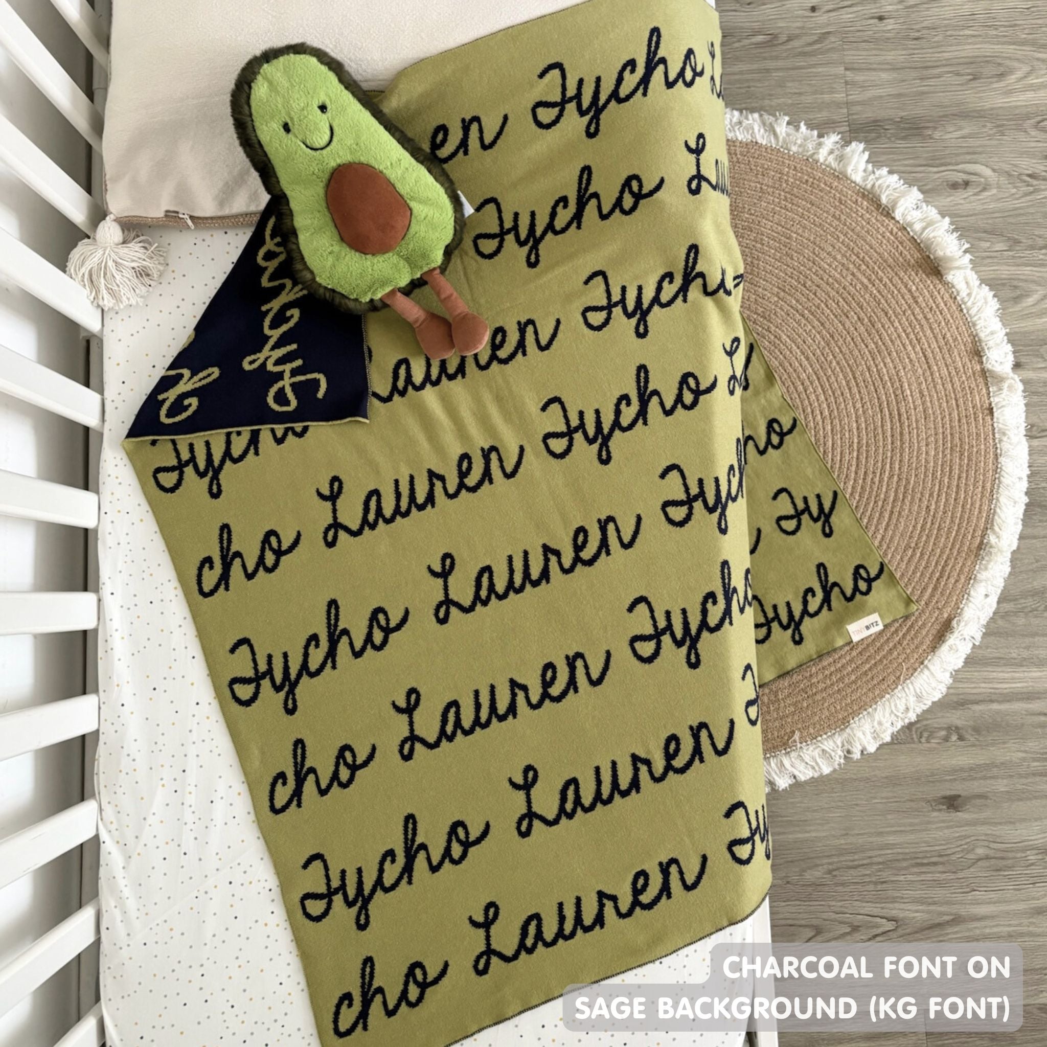 Personalized Blanket for Babies (Sage Background)