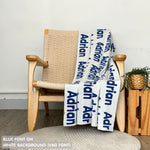 TinyBitz Personalized kids blanket in white and blue, a keepsake gift for your child.