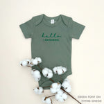 TinyBitz Custom baby onesie in thyme with name embroidery, unique outfit for baby’s birth announcement or first photoshoot.