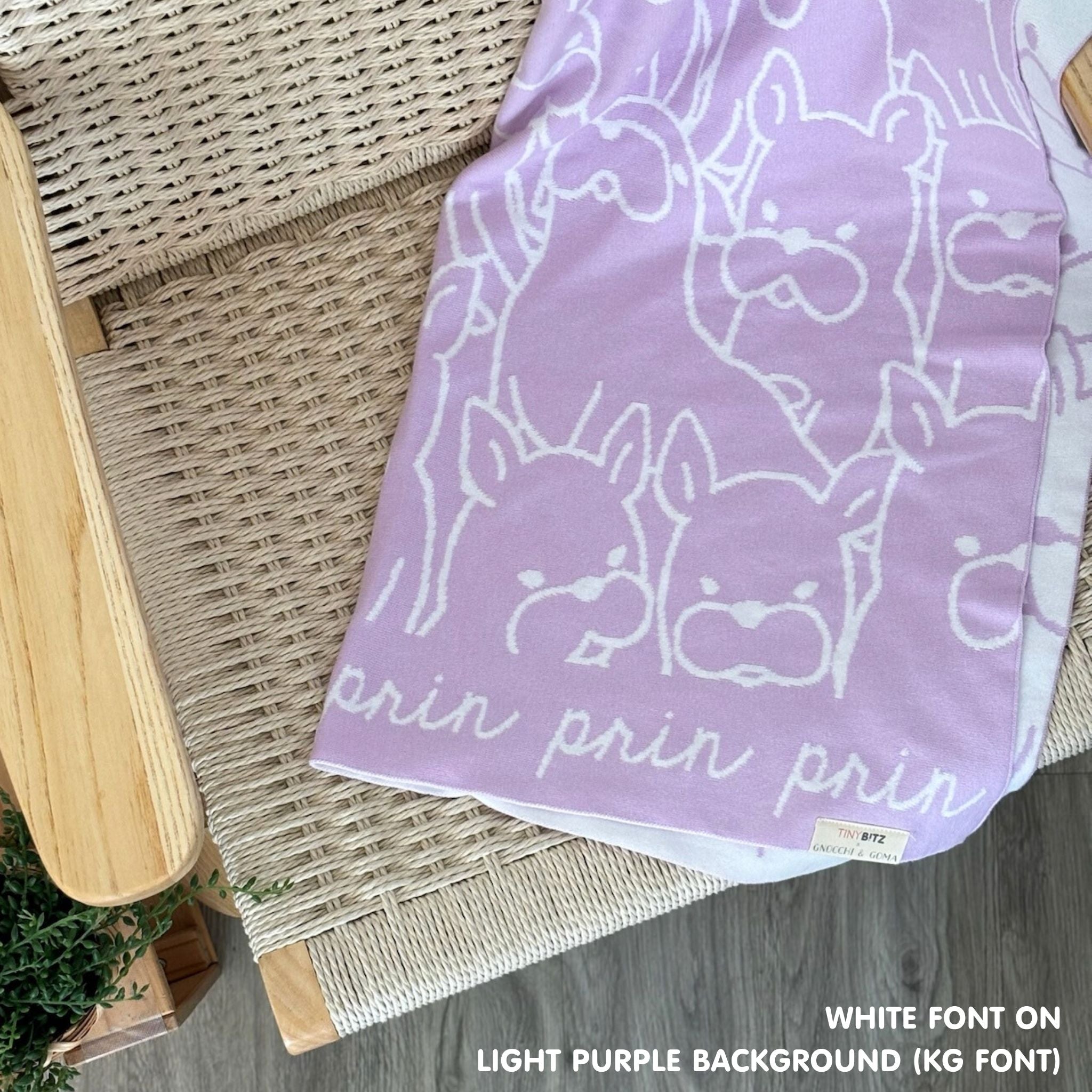 Personalised pet blanket with names Prin, custom dog blanket by TinyBitz, cozy gift for dogs.