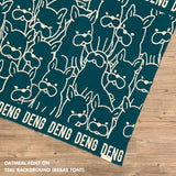 Personalised pet blanket with names DENG in teal and oatmeal, custom dog blanket by TinyBitz, cozy gift for dogs.