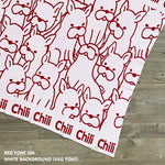 Personalised pet blanket for dogs in white and red knitted cotton, custom knitted dog blanket by TinyBitz, perfect gift for dog lovers.