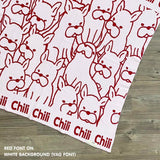 Personalised pet blanket for dogs in white and red knitted cotton, custom knitted dog blanket by TinyBitz, perfect gift for dog lovers.