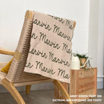 Personalised pet blanket with name Marvin in oatmeal and army green custom dog blanket by TinyBitz, cozy gift for dogs.