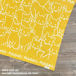 Personalised pet blanket for Shiba in mustard and white knitted cotton, personalise your dog bed with custom knitted cat blanket by TinyBitz.