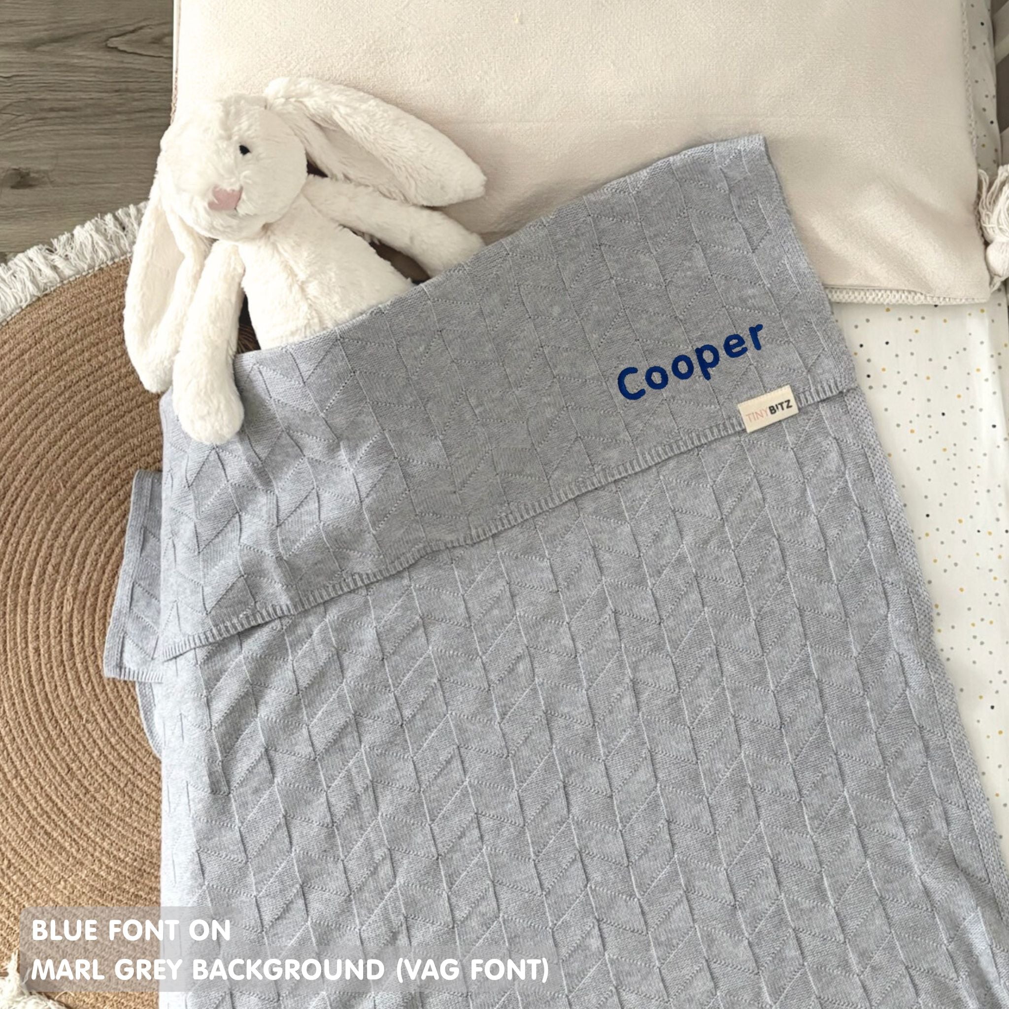 Personalized Baby Blanket with Embroidery (Herringbone)