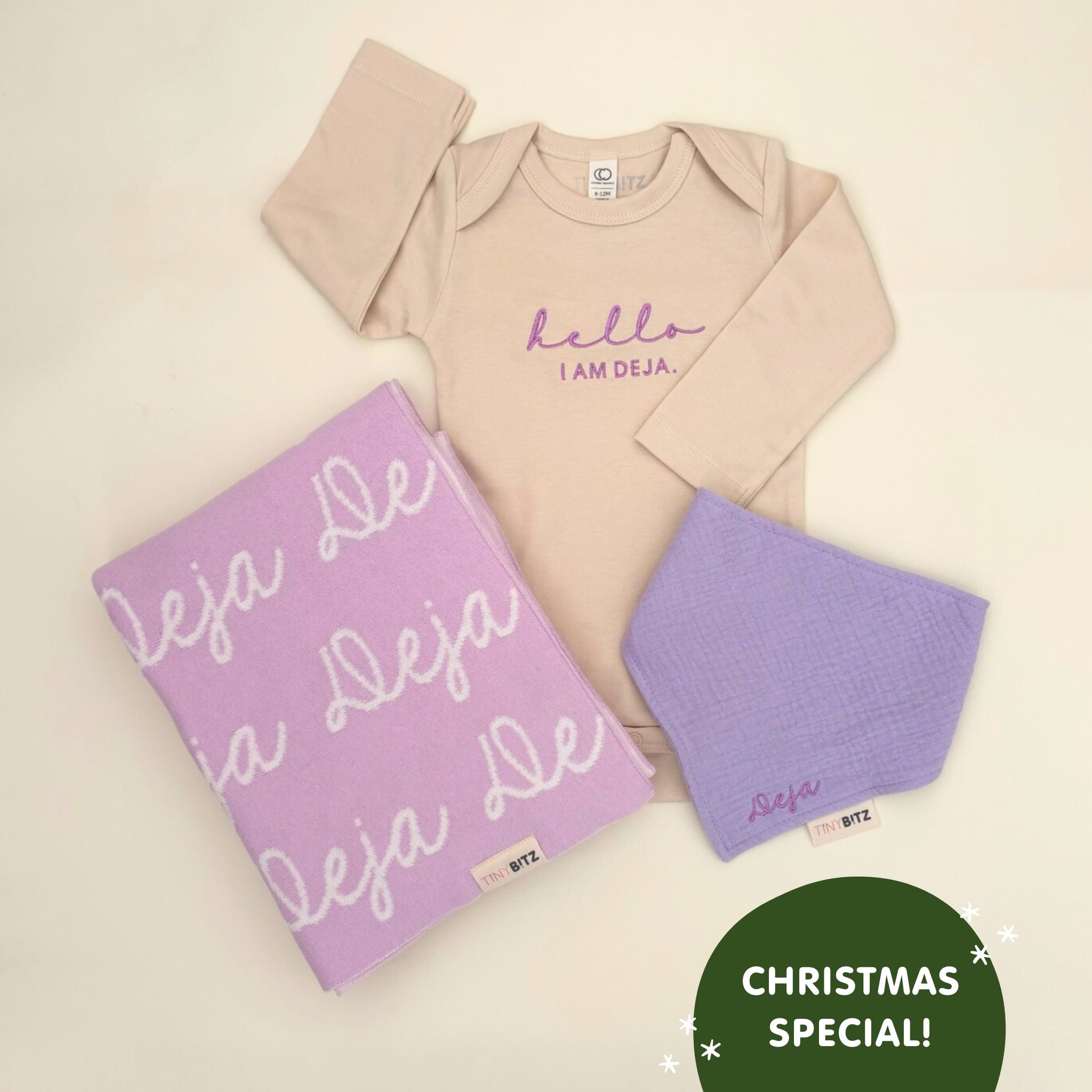 Personalized Blanket Set for Baby Girls (3pc Set)