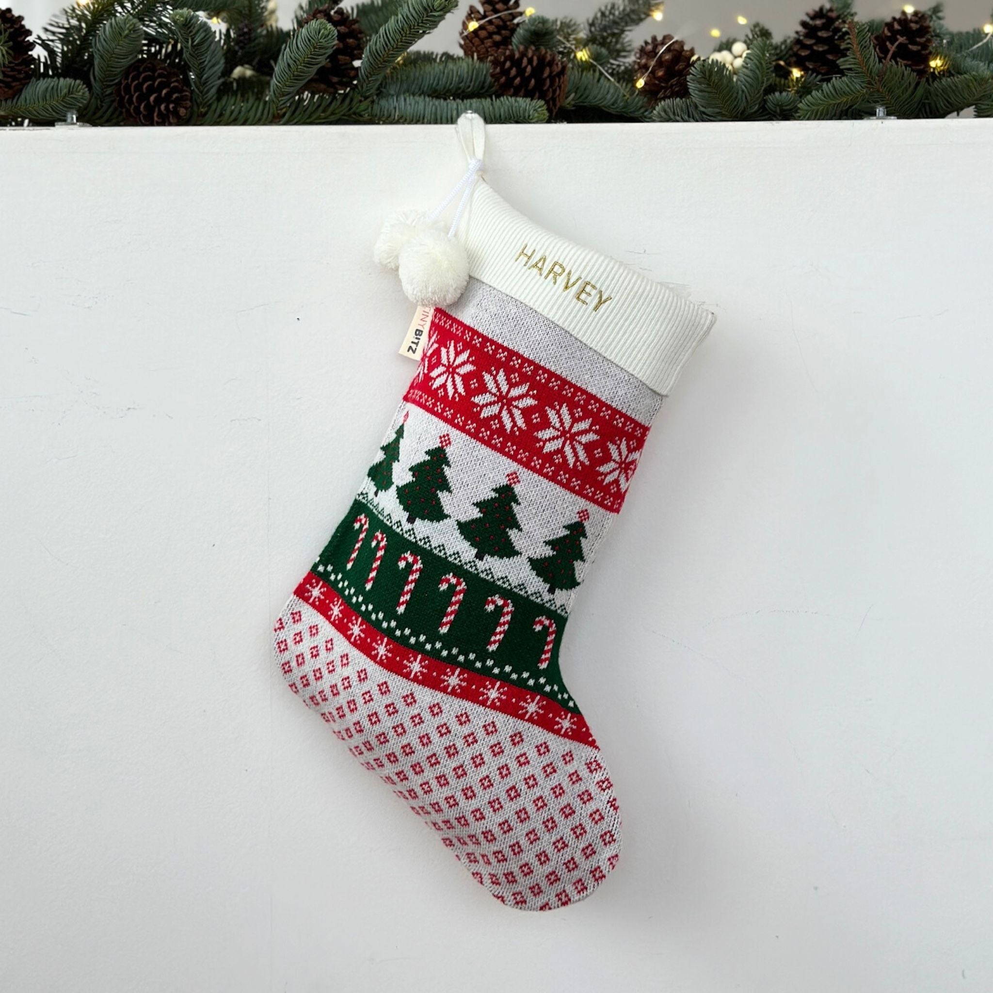Personalized Christmas Stocking with Embroidery (White)