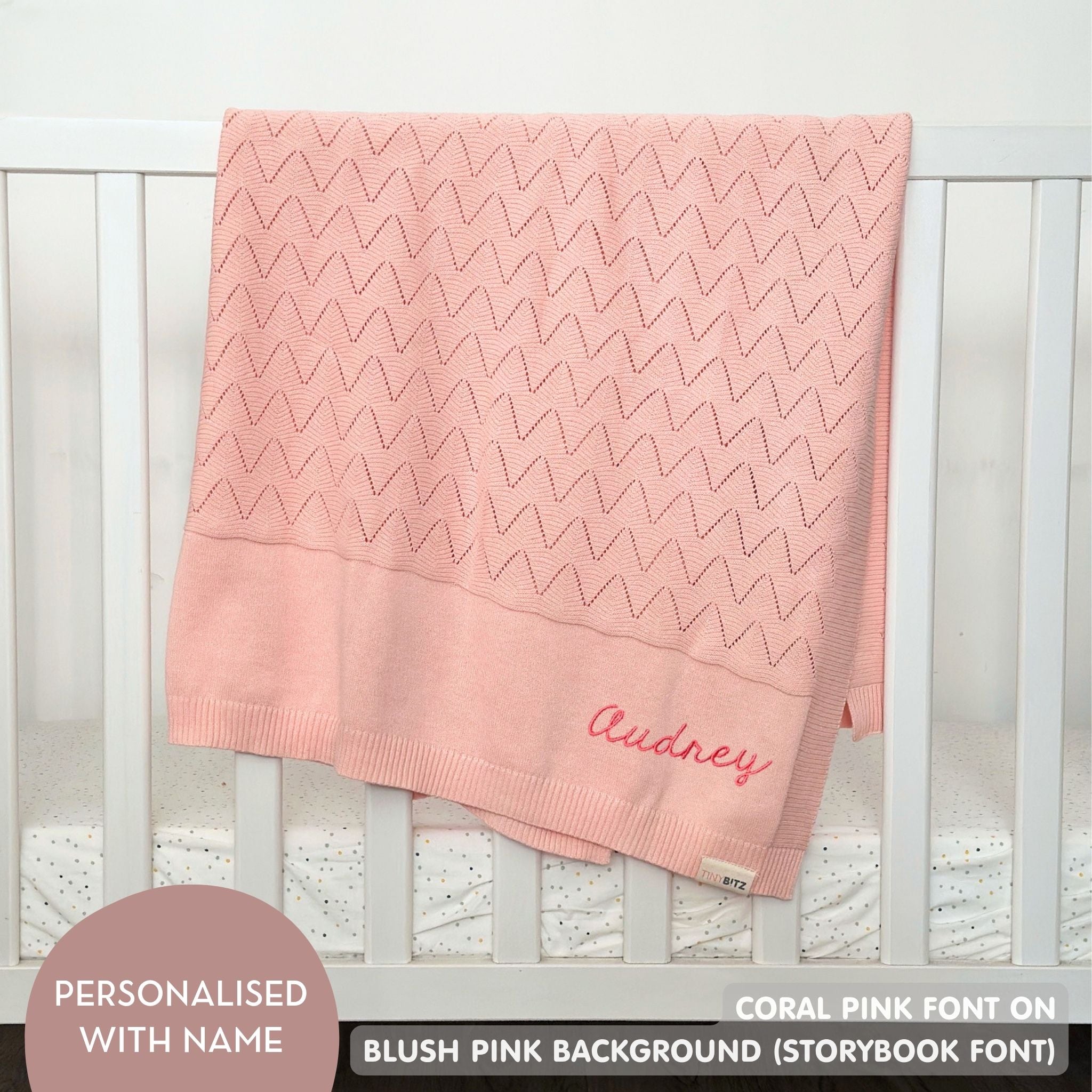Personalized Baby Blanket with Embroidery (Chevron Wave)