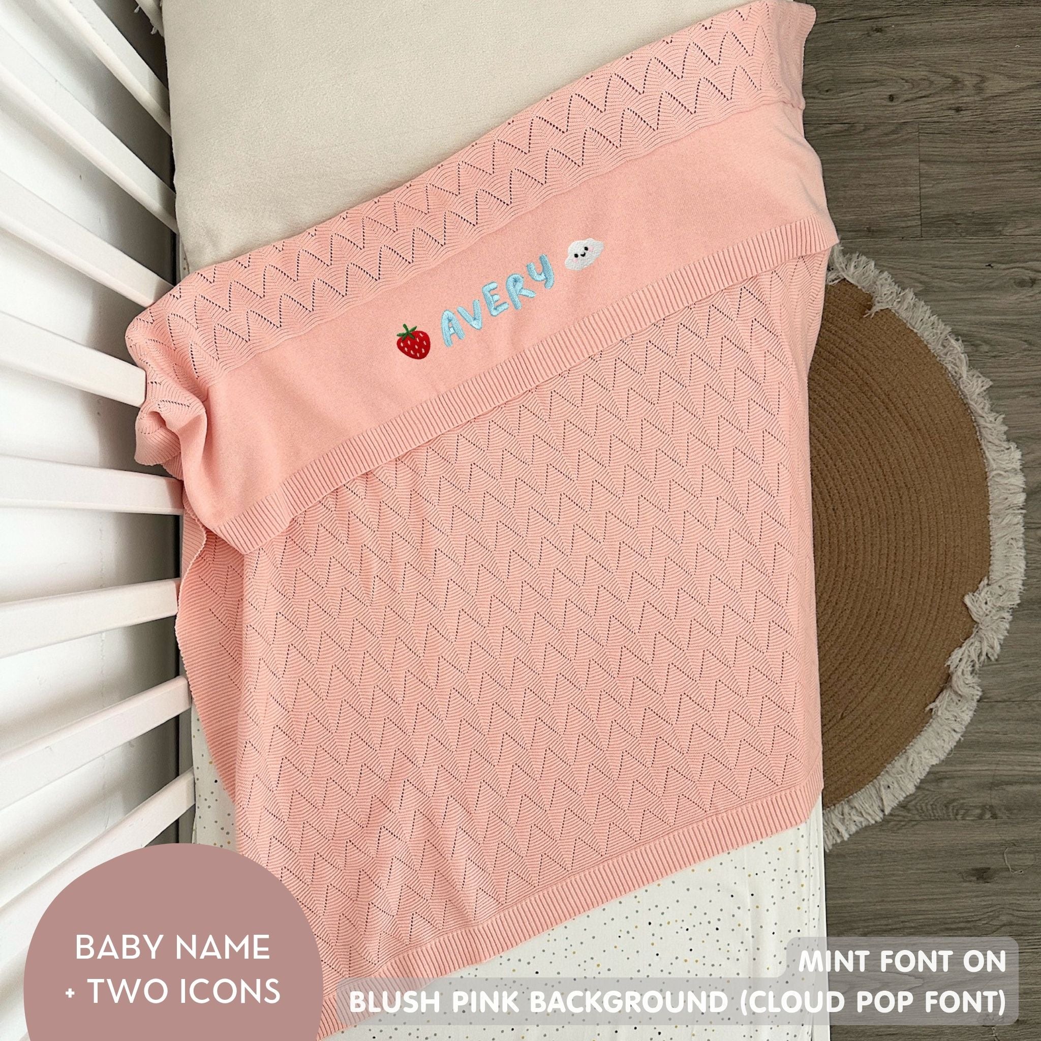 Personalized Baby Blanket with Embroidery (Chevron Wave)