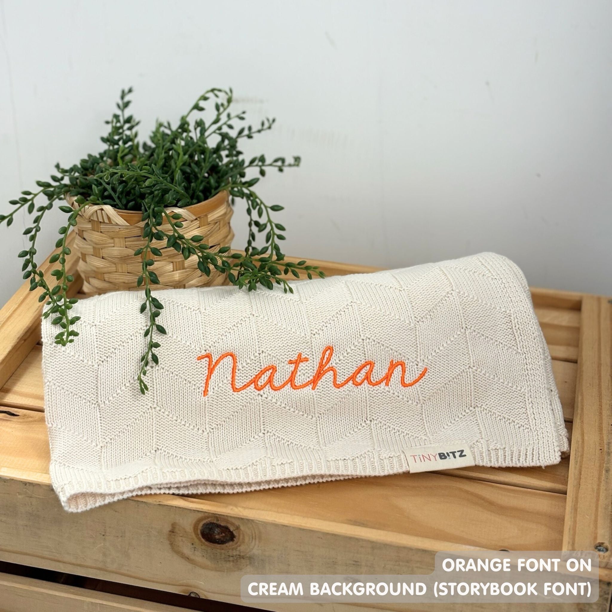 Personalized Baby Blanket with Embroidery (Herringbone)