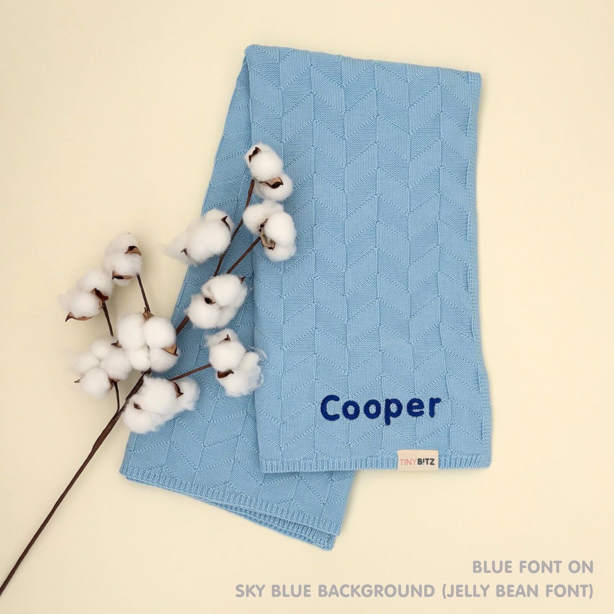 Personalized Baby Blanket with Embroidery (Herringbone)