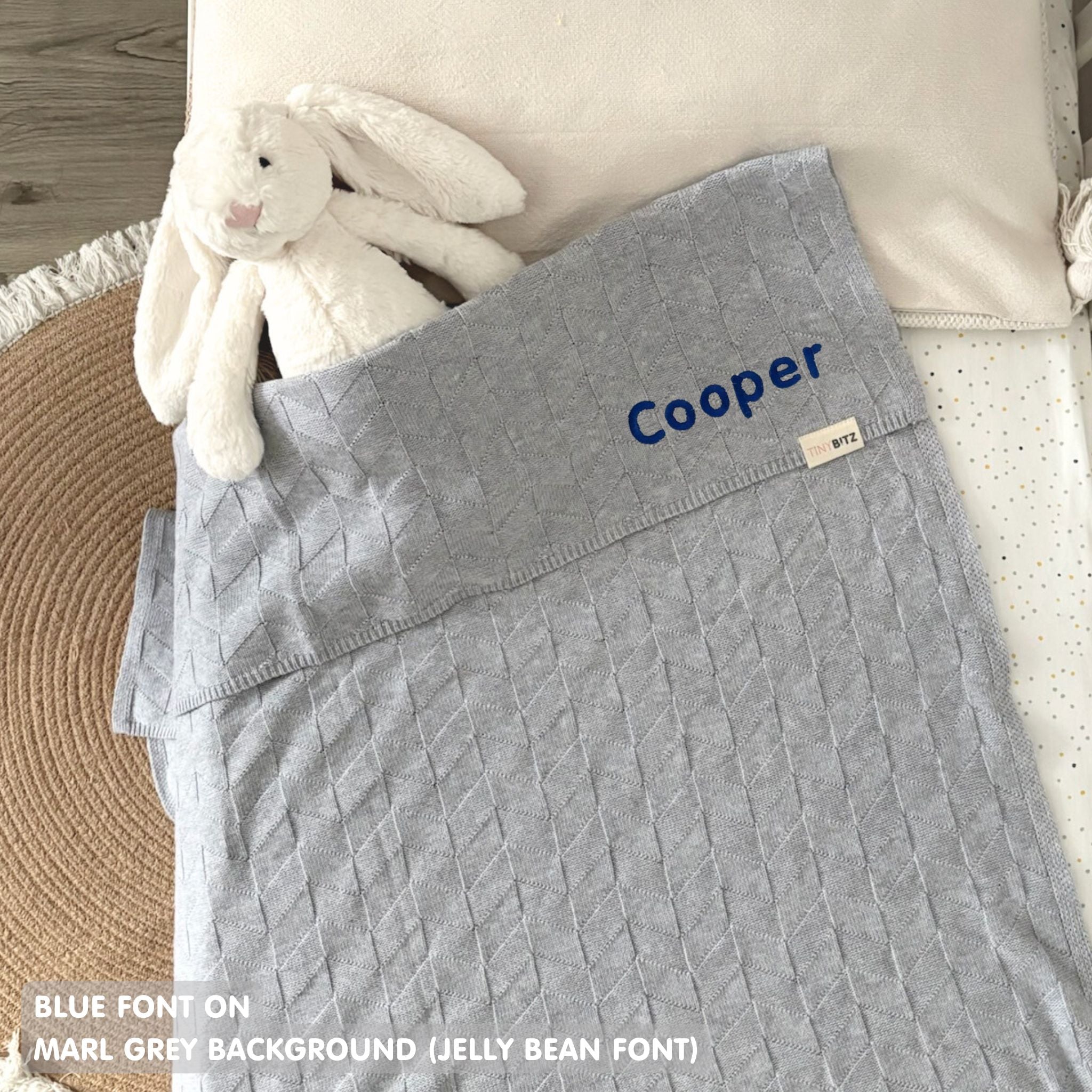 Personalized Baby Blanket with Embroidery (Herringbone)