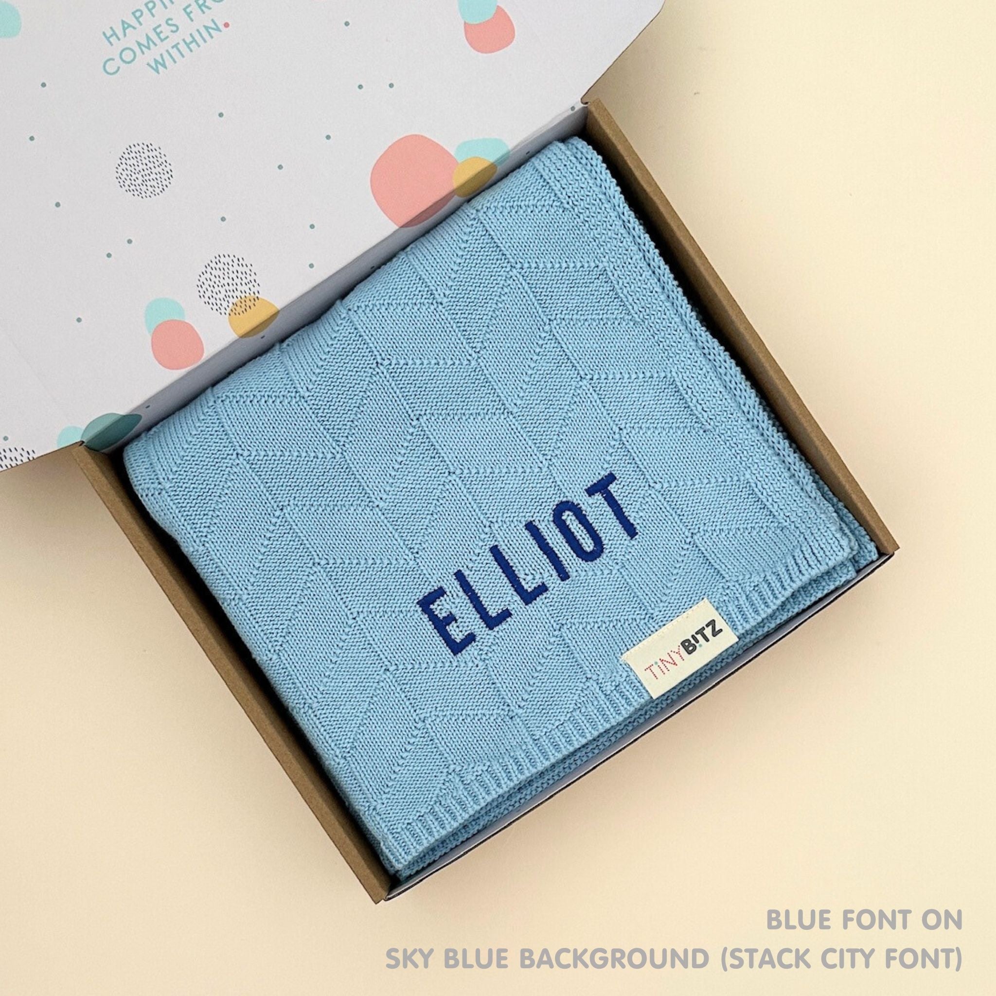 Personalized Baby Blanket with Embroidery (Herringbone)