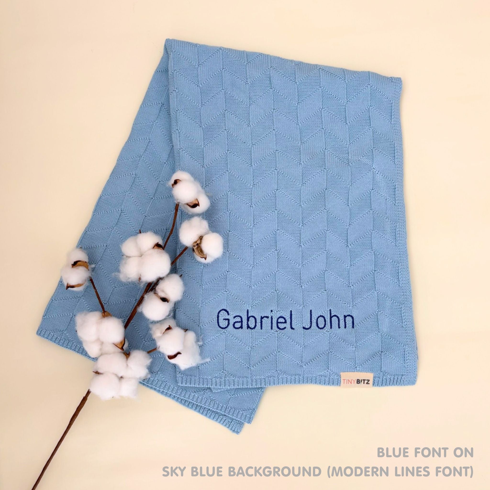 Personalized Baby Blanket with Embroidery (Herringbone)