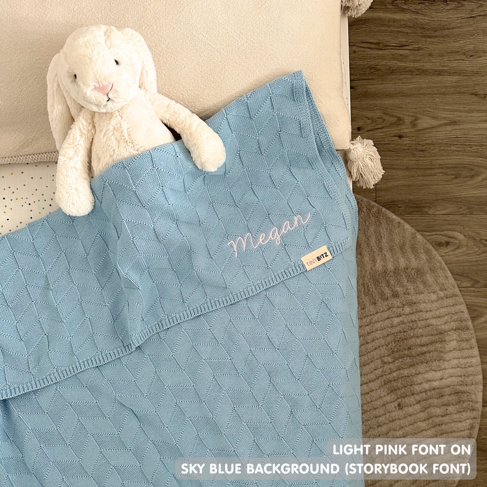 Personalized Baby Blanket with Embroidery (Herringbone)
