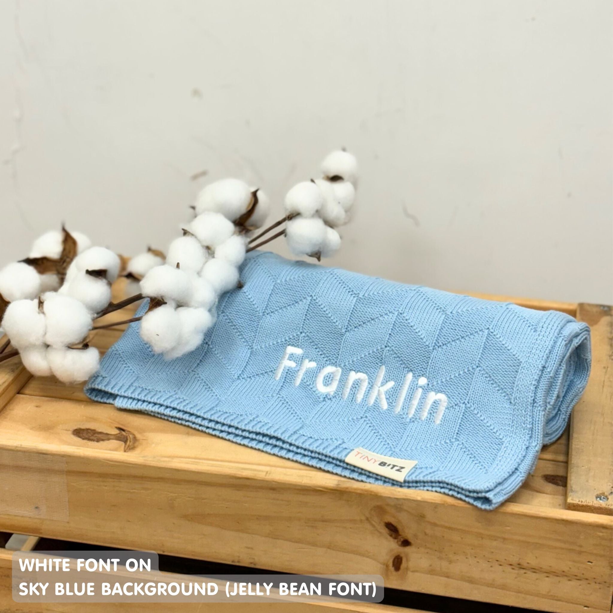 Personalized Baby Blanket with Embroidery (Herringbone)