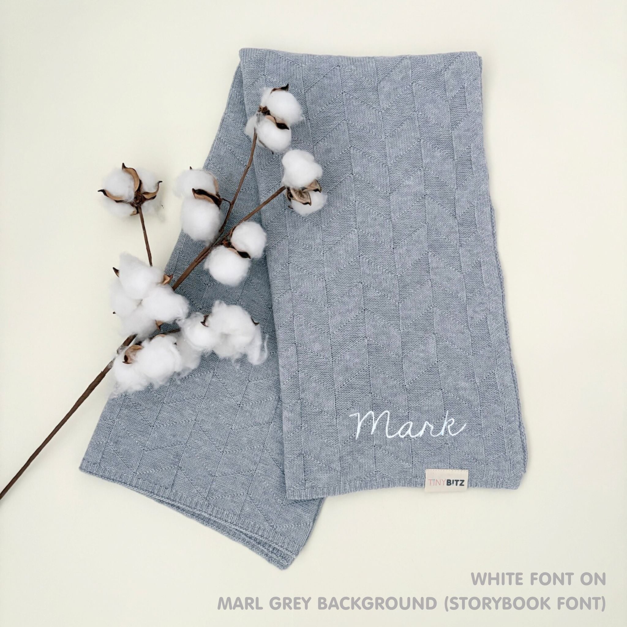 Personalized Baby Blanket with Embroidery (Herringbone)