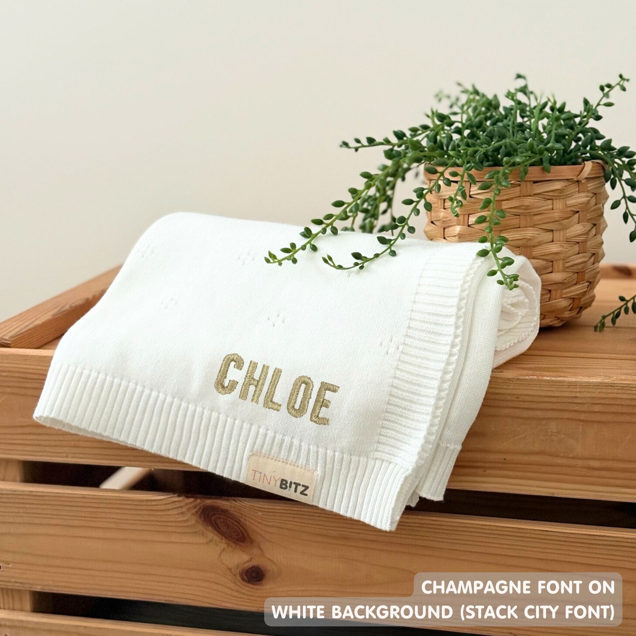 Personalized Baby Blanket with Embroidery (Pointelle)