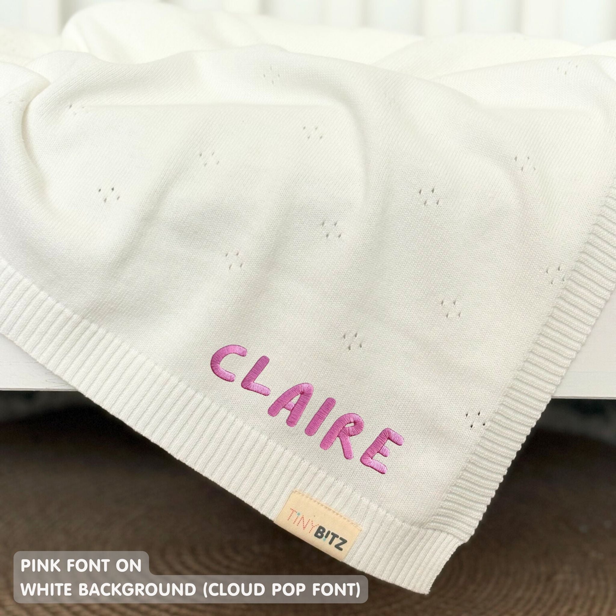 Personalized Baby Blanket with Embroidery (Pointelle)