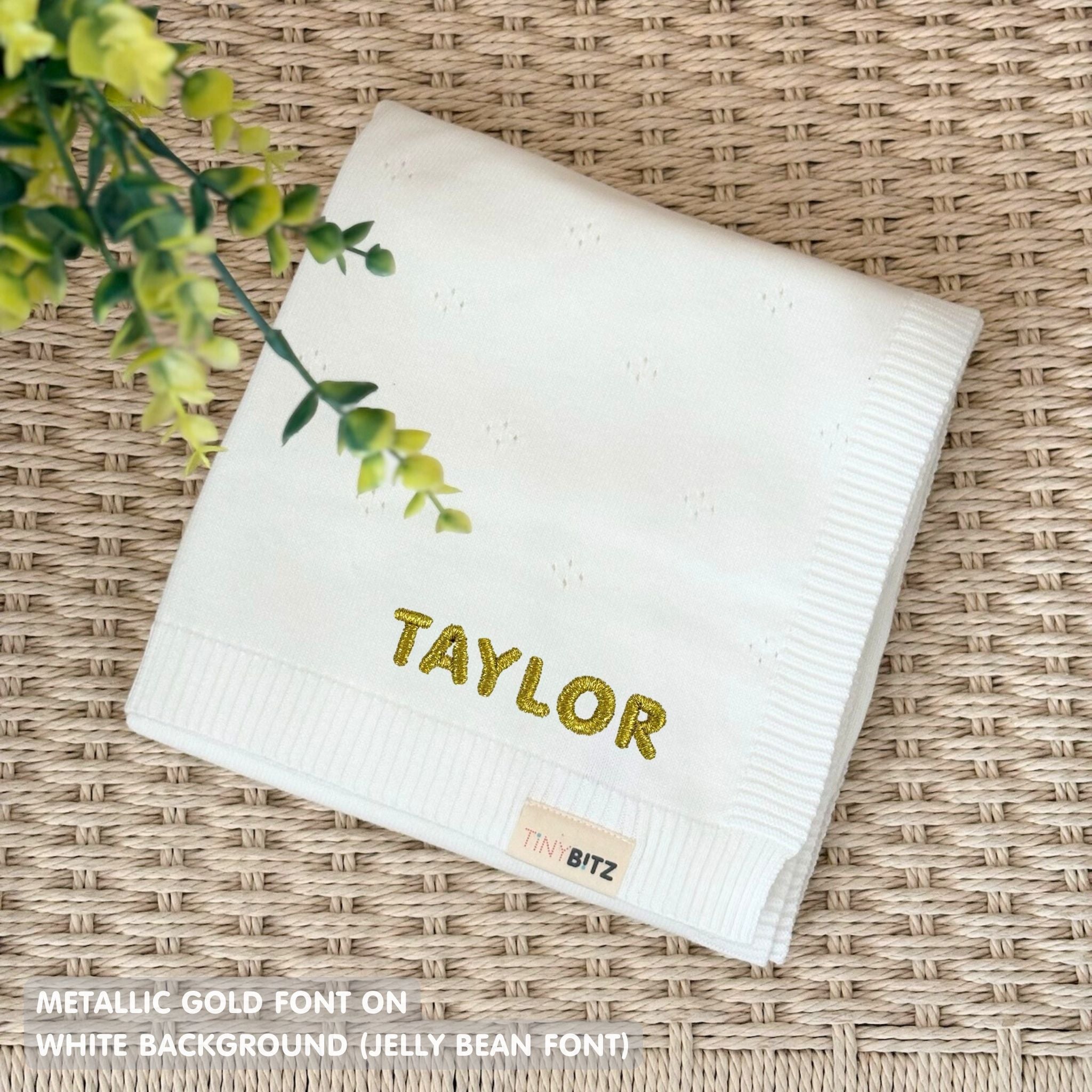 Personalized Baby Blanket with Embroidery (Pointelle)