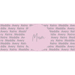 Customisable blanket with mum's name knitted in light pink and light grey, personalized by TinyBitz.