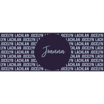 Customisable blanket with mum's name knitted in navy and light blue, personalized by TinyBitz.