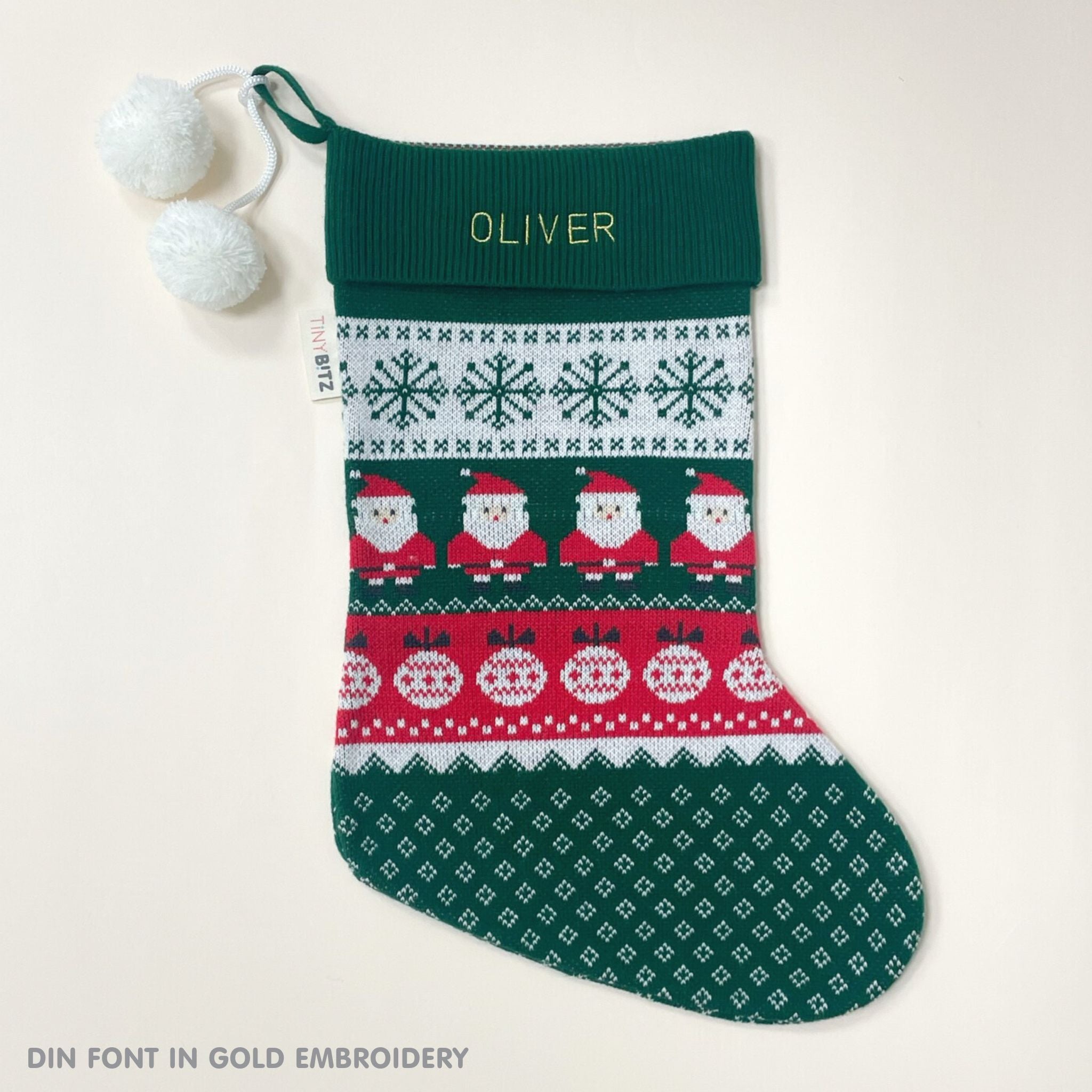 Personalized Christmas Stocking with Embroidery (Green)