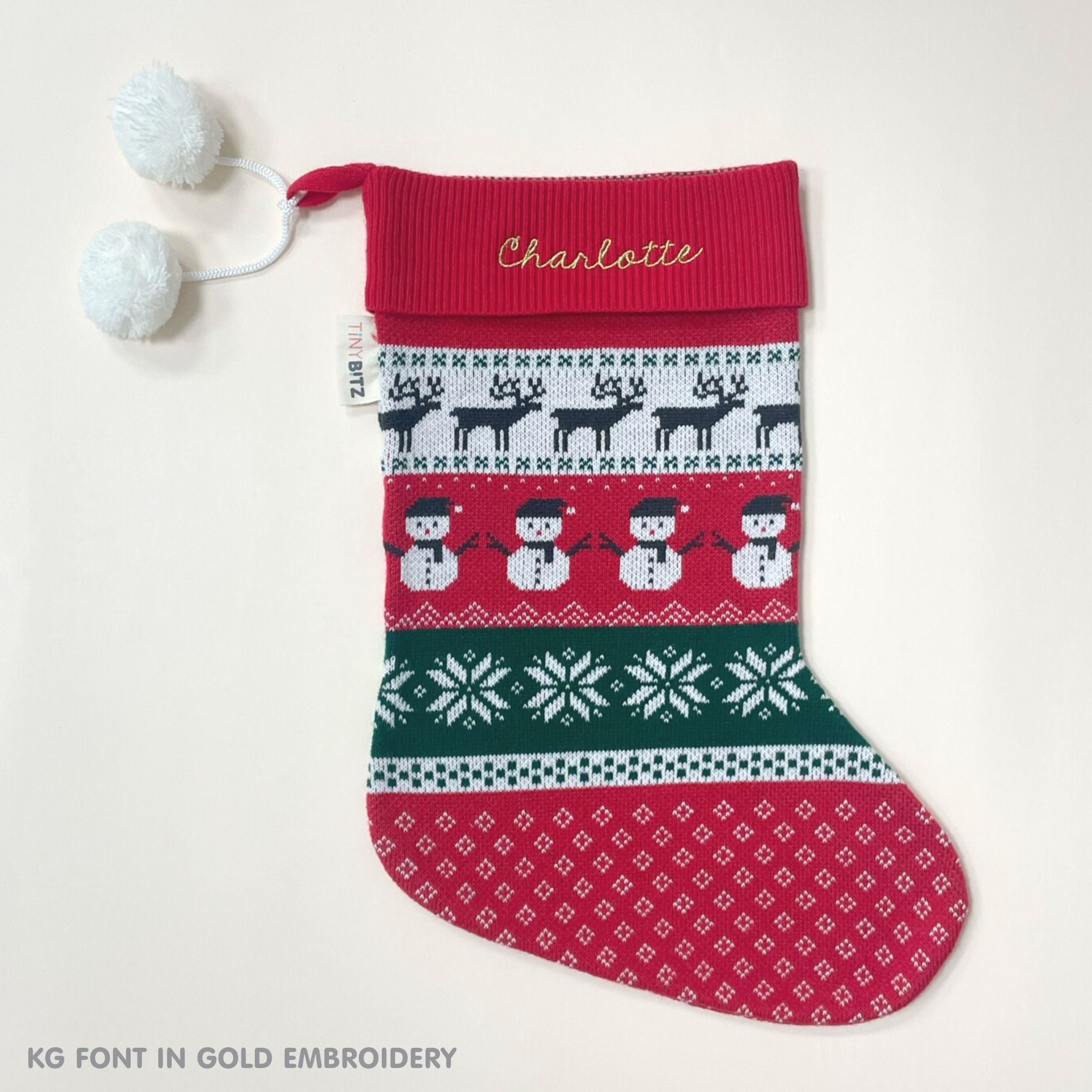 Personalized Christmas Stocking with Embroidery (Red)