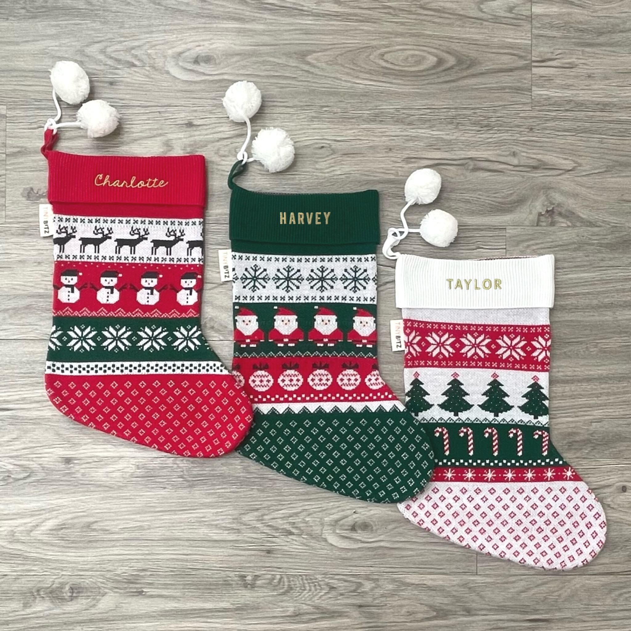 Personalized Christmas Stocking with Embroidery (Green)