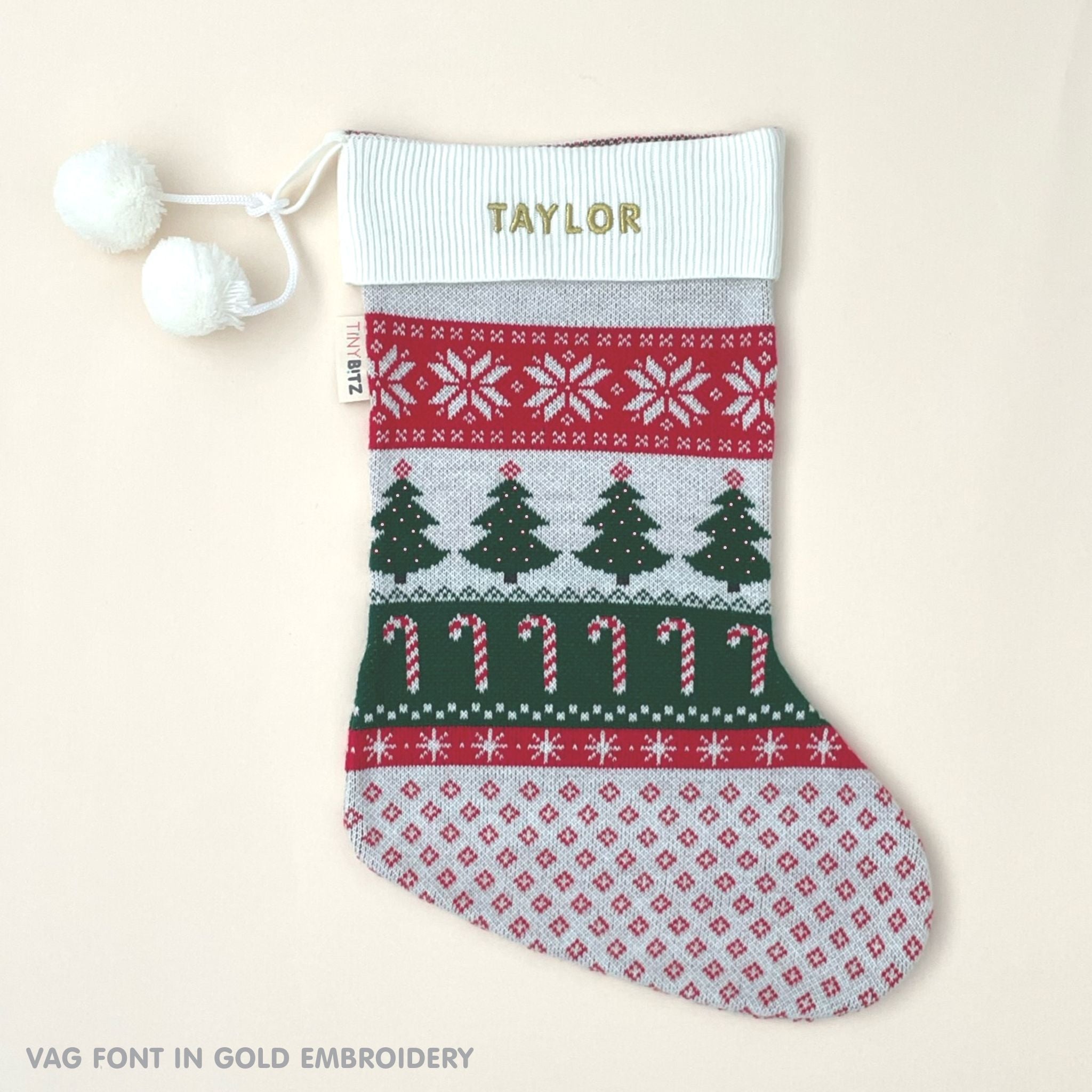 Personalized Christmas Stocking with Embroidery (White)