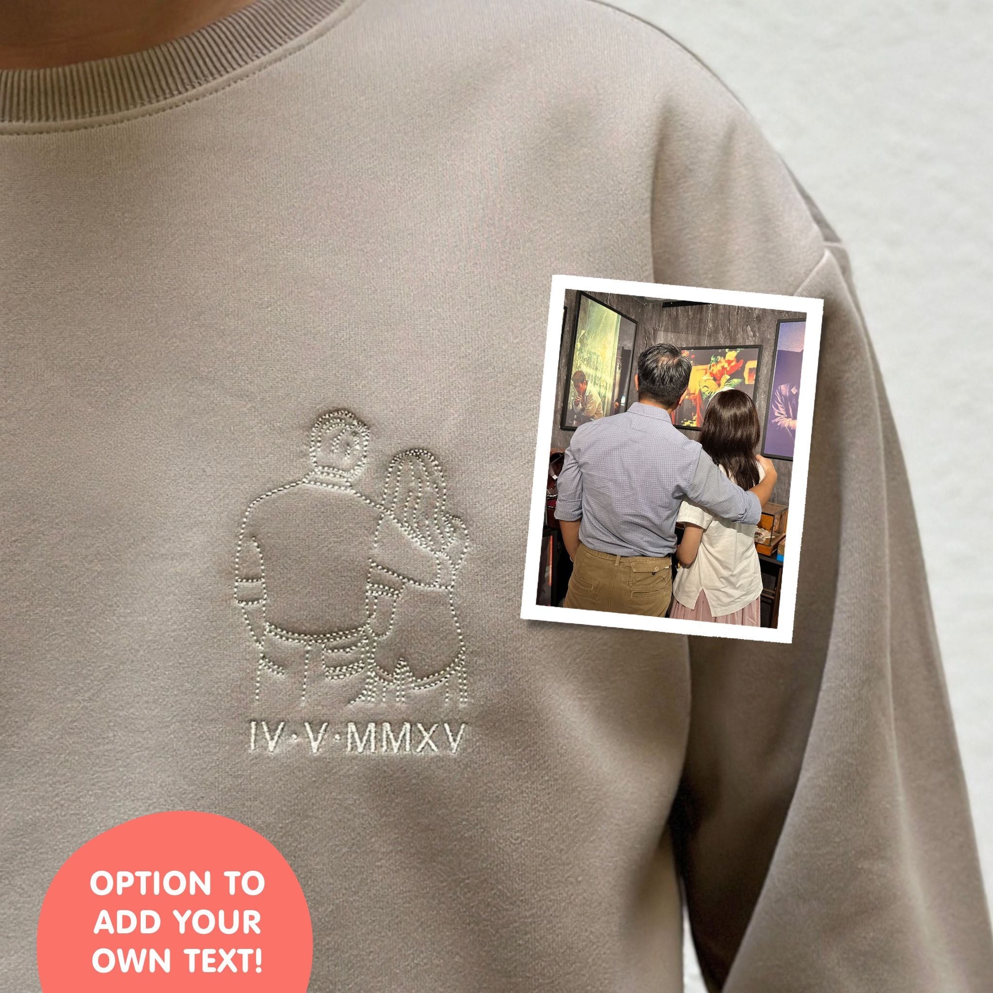 Custom Embroidered Portrait for Couples, Family, Pet Lovers (Adult Sweater)