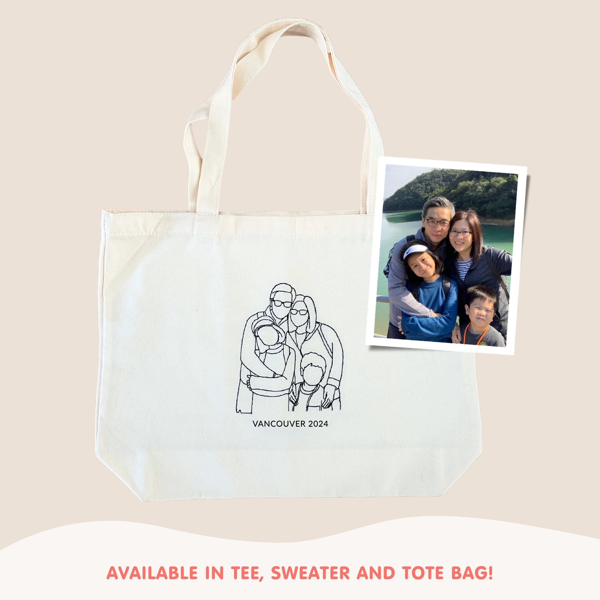 Custom Embroidered Portrait for Couples, Family, Pet Lovers (Adult Sweater)