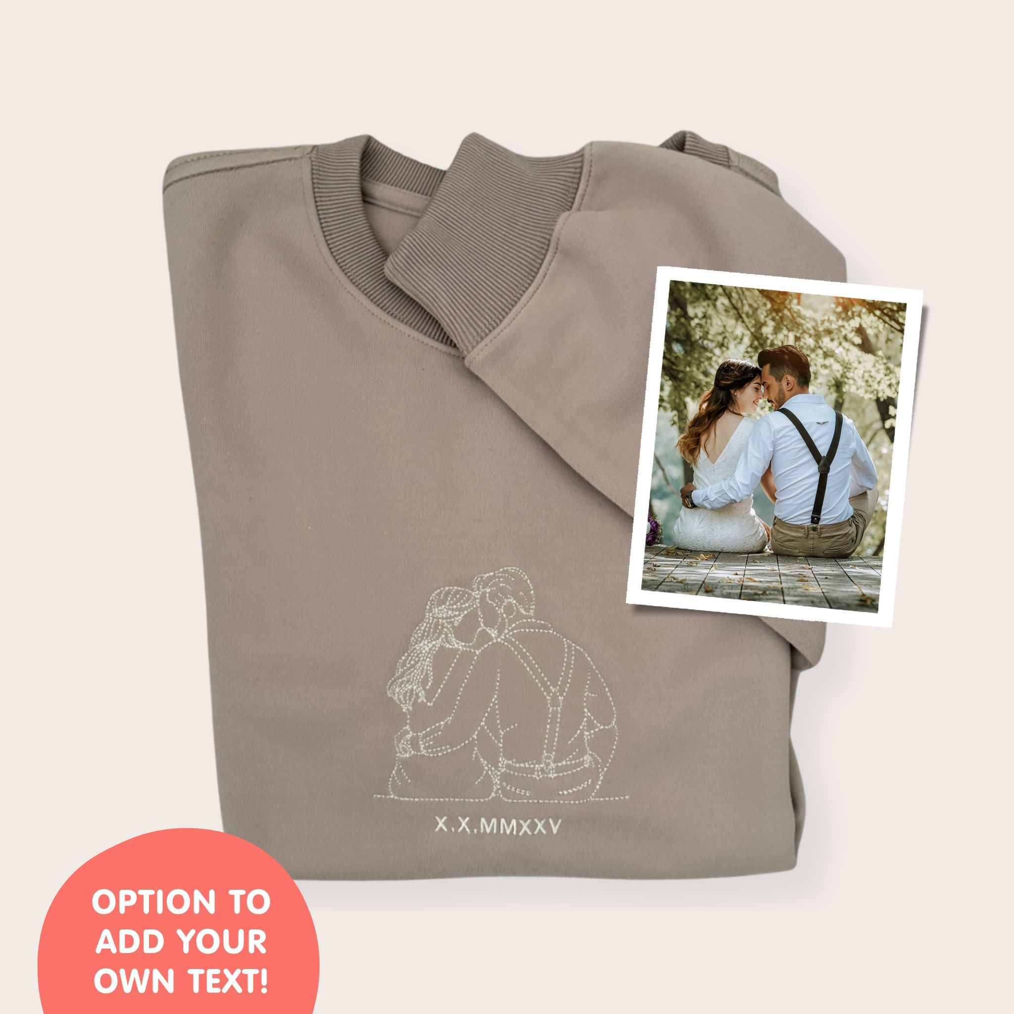 Custom Embroidered Portrait for Couples, Family, Pet Lovers (Adult Sweater)