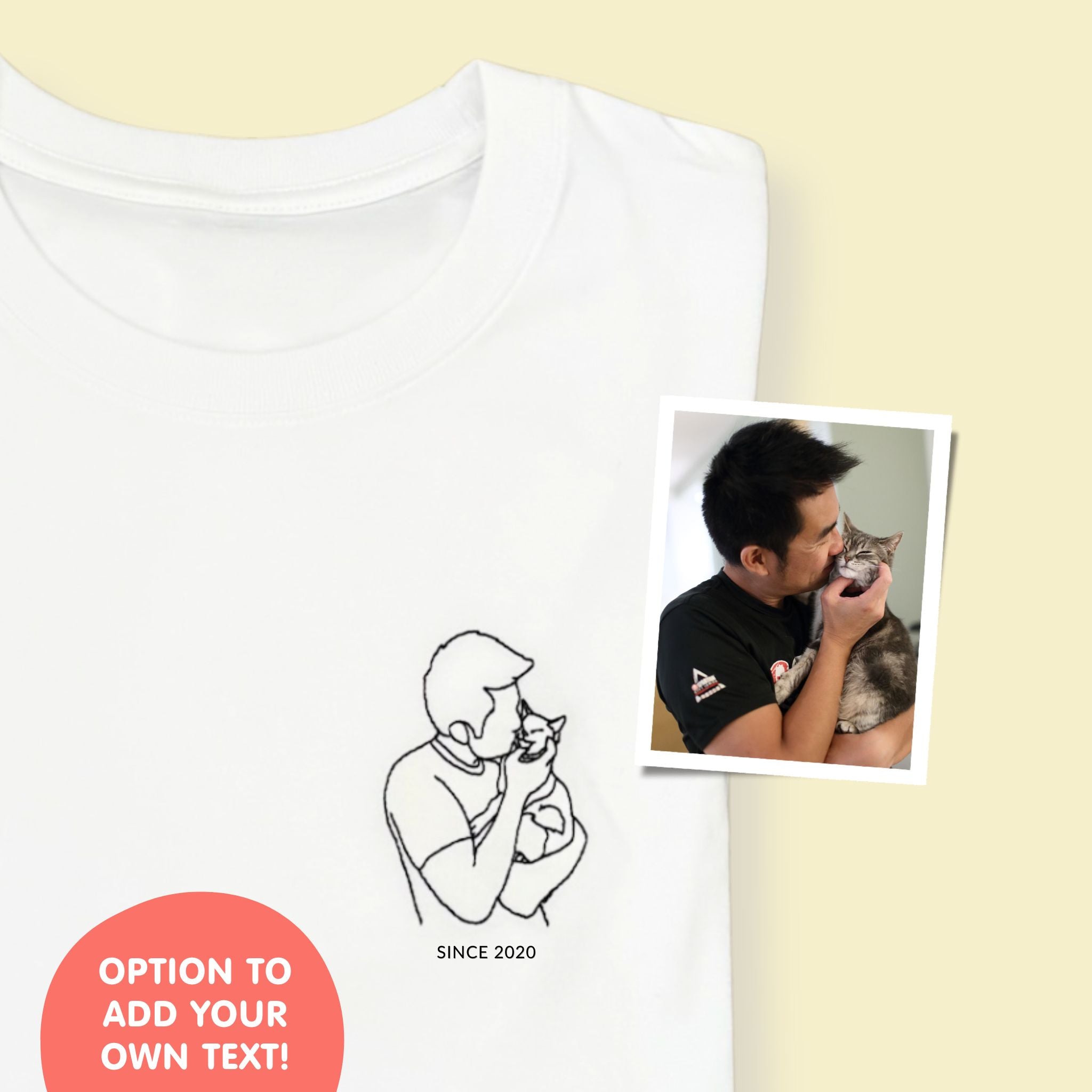 Custom Embroidered Portrait for Couples, Family, Pet Lovers (Adult Tee)