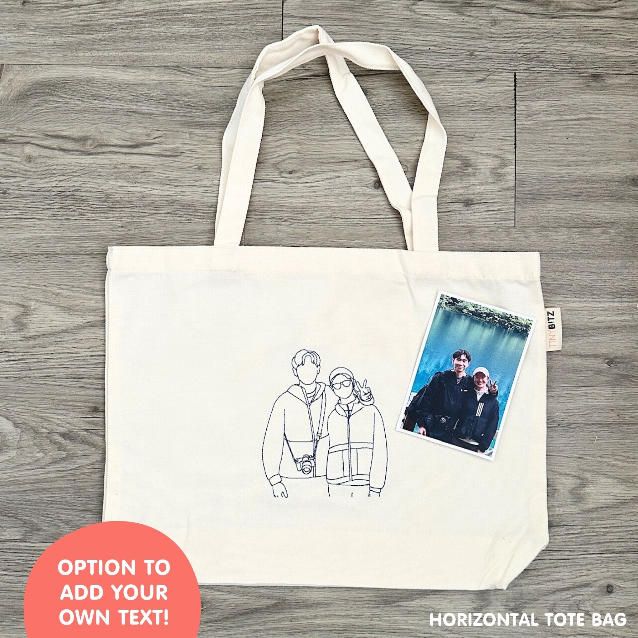 Custom Embroidered Portrait for Couples, Family, Pet Lovers (Tote Bag)