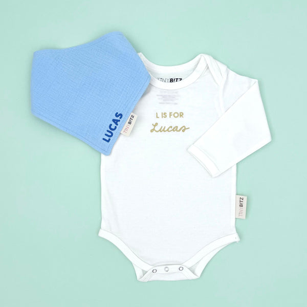 Personalized Onesie and Bib Set for Baby Boys