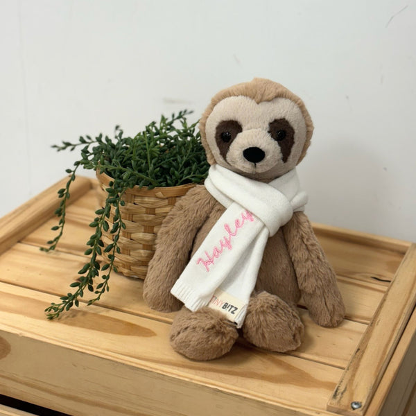 Jellycat Sloth with Personalized Scarf