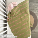 TinyBitz Personalized name blanket in sage and dusty pink, perfect gift for newborn babies.