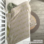 TinyBitz Personalized name blanket in stone and sage, perfect gift for newborn babies.