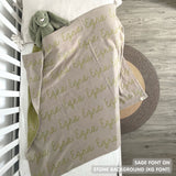 TinyBitz Personalized name blanket in stone and sage, perfect gift for newborn babies.