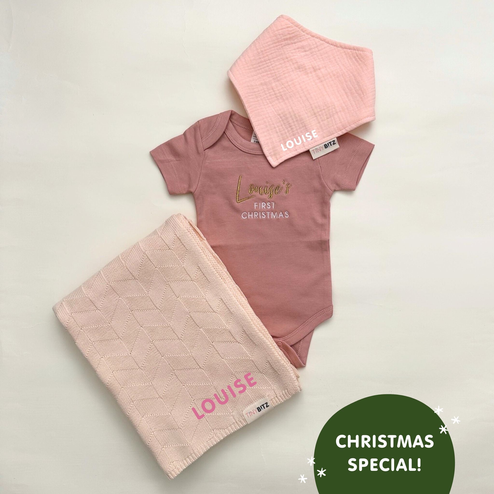 My First Christmas Embroidered Blanket Set for Baby Girls