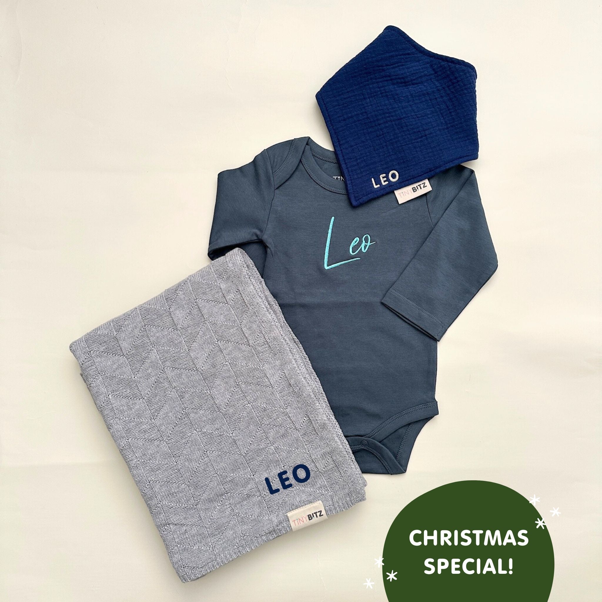 My First Christmas Embroidered Blanket Set for Baby Boys