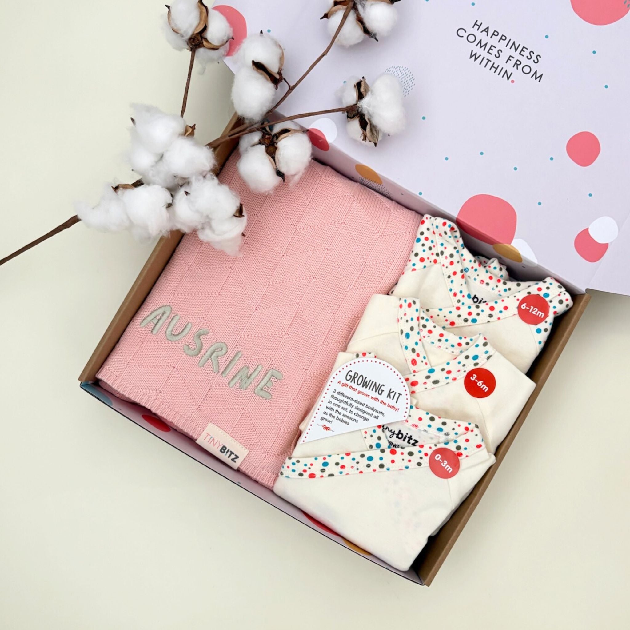 Personalized Growing Gift Set with Blanket for Baby Girls