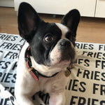 Personalised pet blanket in white and charcoal knitted cotton, cozy custom cat blanket by TinyBitz, perfect personalized gift for pet lovers.