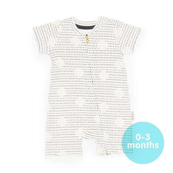 Short-Sleeved Zipped Onesie (Spot the Dots - Cream)