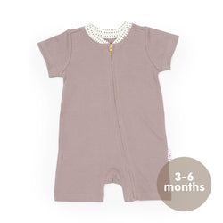 Short-Sleeved Zipped Onesie (Spot the Dots - Grey)